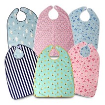 C1L68atz 어른턱받이 벨크로타입 어르신성인턱받이방수어른노인환자식사음식앞치마 핀춰퓐+8316d 패턴선택분실방지네임택, 1개, 벨크로형-초콜렛핑크