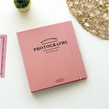 생활미학 접착식 인생네컷 초음파 앨범 포토북 100매 보관, 레터링-핑크
