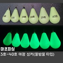 마초피싱 - 친환경 야광봉돌 쭈꾸미 문어 갑오징어 채비 물방울 봉돌, 12호[5개]