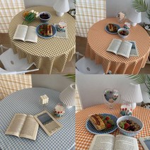 빈티지 감성 체크 테이블보 테이블 러너 캠핑 카페 커피숍 식탁보, 70x70, 오렌지