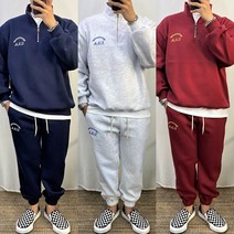 [특양면] 남녀공용 오버핏 반집업맨투맨&조거팬츠 트레이닝세트 봄가을 커플여행룩 캠핑룩 3COLOR
