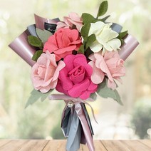 DIY 기념일 수제 펠트 꽃다발 만들기 세트 (2종 택1), 장미 꽃다발