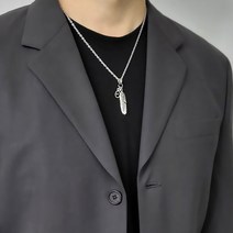 [골드러쉬] N-194 남자목걸이 비즈포인트 남녀공용 깃털펜던트 메탈체인 남성패션 쥬얼리