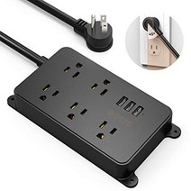 TROND Power Strip with 3 USB Ports ETL Listed 5 Widely-Spaced Outlets Flat Plug 5ft Extension Co, 1