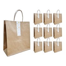 엘로시 크라프트 쇼핑백 10p + 땡큐 스티커 10p 세트, 단일 대형 32 x 35 x 14 cm