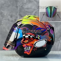 스미스헬멧 헬멧 하프 블랙 오픈 페이스 오토바이 러셀 플라워, M, with Rainbow Visor