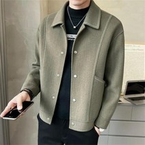 가을 겨울 양면 모직 코트 남성 한국판 슬림핏 멋스러운 캐주얼 모직 재킷 코트NWT082431