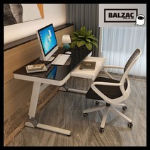 BALZAC 1인용 서재 컴퓨터책상 의자세트 책상겸테이블 강화유리 의자추가구매, 블랙강화유리   의자세트