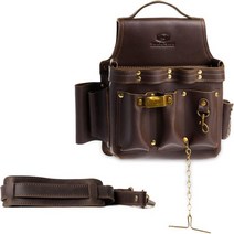 Envoy Leather 정품 가죽 벨트 루프 Trailside 전기기사 목수 프레이머 배관공 도구 파우치 풀 그레인 포켓 5개, 안장