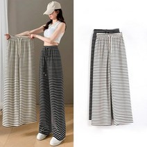 [1+1] 늘씬핏 스트라이프 아이스 와이드팬츠