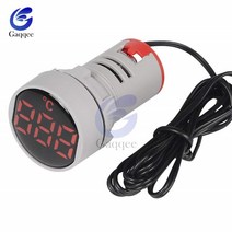 차량 온도게이지 시거잭 온도계 전압 미니 22mm LED 온도계 디지털 측정기 AC 50-380V 220V -20-120'C, 04 Red