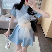 리피니피 여름 휴양지 바캉스 리본 반팔 플레어 원피스
