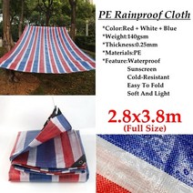 포장마차 천막 비닐 타포린 방수포 두께 0.25mm 레드 화이트 블루 방수포 천 정원 두꺼운 커버 트럭 차양, 09 2.8x3.8m