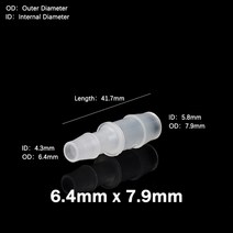 식품 등급 PP 커넥터 5 개 1.6 ~ 10mm 수족관 물고기 탱크 공기 펌프 호스 가시 조인트 연수 파이프 커플, 11 7.9mm x 6.4mm 5pcs