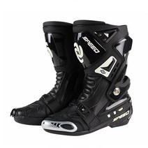 바이크부츠오토바이 부츠 Pro-biker 스피드로드 레이싱 바이커 가죽 남성 모토 크로스 롱 니 하이 슈즈 3, 01 Black