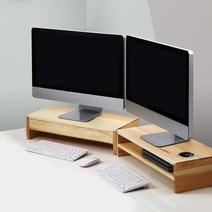 우드로하우스 소나무 원목 2단 컴퓨터 모니터받침대 HDM-804, HDM-804A 2단+WHM-003 무선충전패드