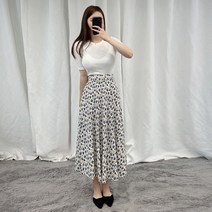 VANANA2 여성 여름 화사한 플라워 나염 맥시 스커트