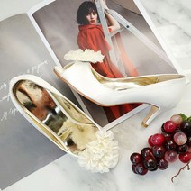 토오픈 꽃 코사지 웨딩슈즈 1color (6cm)