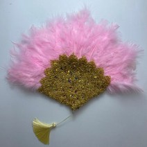 큰 크기 디자인 아프리카 오렌지 깃털 팬 숙 녀 웨딩 신부 더블 사이드 나이지리아 꽃 Handfan 너슬 부채, [01] 35cmx45cm, double side 15