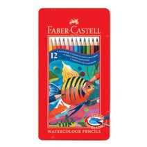 성인취미 FABER CASTELL 수채색연필 12색 틴케이스 X-마스 꾸미기 색칠