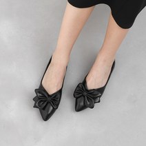 리본장식 사이드 오픈 V컷 플랫 슈즈(1.2cm) 11428