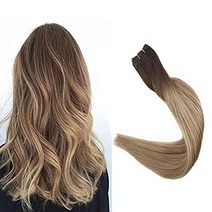 Full Shine Color #3 Fading to #8 and #22 Weft Hair 100% Human Hair Weft Remy Hair Extensions Straigh, 1