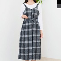 어깨끈 체크무늬원피스 여자 허리조임끈 뒷면밴딩 체크원피스 코디세트 쇼핑몰 여성원피스 여성패션 패션의