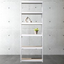 앵글선반 철제 창고 다용도실선반 6단 1500 x 600 x 2400, 화이트, 9mm 양면코팅 보드