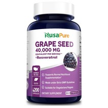 누사퓨어 그레이프시드 40000mg 200캡슐 식물성 베지 NusaPure 포도씨 Grape Seed, 1개, 기본