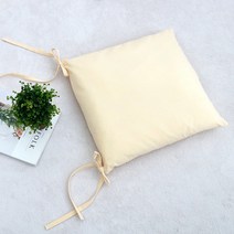 멜란 워싱 면 끈 달린 의자 방석 커버, 옐로우_무지