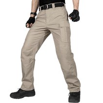 FREE SOLDIER 남성용 카고 팬츠 경량 작업 팬츠 남성용 방수 전술 팬츠 하이킹 아웃도어용 포켓 포함(카키 너비 71.1cm x 길이 76.2cm(28x30인치))