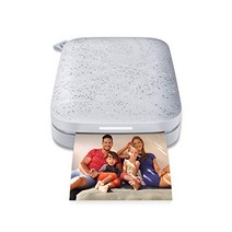 HP Sprocket 휴대용 5x7.6cm 즉석 프린터(흰색) iOS 및 Android 장치에서 뒷면 아연 접착 용지에 이미지 인쇄 -12363, 자주색, 50팩