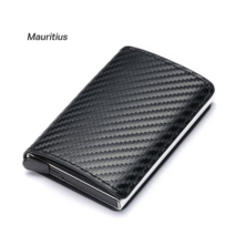 모리셔스 원터치 오토팝업 카드홀더 / 슬라이드 카드지갑 미니월렛 가죽 카본 Mauritius Card Holder Leather 시크리드 스타일 Seekrid Mini Wallet