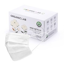 오가닉랩 내추럴 코튼 유기농 마스크 대형, 30매입, 2개, 화이트(대형)