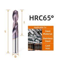 HRC65 ° 단단한 금속 텅스텐 탄화물 강철 드릴용 날 기계 합금 드릴링 공구 가공 0.5-20.0mm, 01 HRC65_172 20.0mm