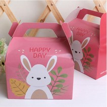 핑크 토끼 손잡이박스 디저트 포장상자 3개 잼박스