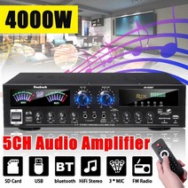 스피커앰프 파워앰프 sunbuck av555bt 4000w 5ch 홈 시어터 증폭기 12v 블루투스 홈 전력 증폭기 오디오 스테레오 amplificador fm usb sd, 110v