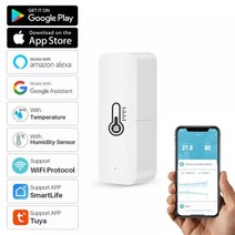 스마트온습도계 온도기록계 Tuya 스마트 지그비 온도 습도 센서 스마트 라이프 app 원격 제어를 위한 실내 실내 온도 습도 측정기 감지기, 와이파이