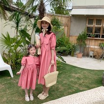 스페셜 패밀리룩 엄마와딸 커플룩 원피스 여름 망토 면스커트 여름옷 판 순면 스커트