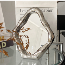 비정형 스텐엔틱탁상거울, 실버