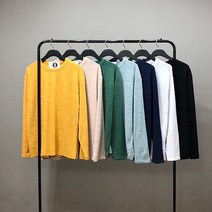 맨스토리 남자 루즈핏 카라멜 컬러 슬라브 긴팔 티셔츠