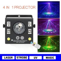 샤오미빔프로젝터SUNART 4 1 LED 무대 프로젝터 스트로브 플래시 매직 크리스탈 공 UV 레이저 효과 빔 스팟, 01 EU 플러그