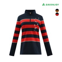 그린조이 여성 스트라이프 반지퍼 티셔츠
