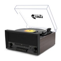 턴테이블 LP 플레이어 레코드 클래식 빈티지 디자인 오디오 비닐 및 CD 3 단 6 in 1, 3.Black