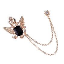 GUANGRUNQUAN 날개와 해바라기 교수형 사슬 브로치가있는 클래식 남성 브로치 핀 크라운