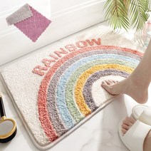 파스텔 발매트 인테리어 거실 캐릭터 러그 욕실매트+매직행주, 파스텔발매트(무지개) + 매직행주(사은품 증정)