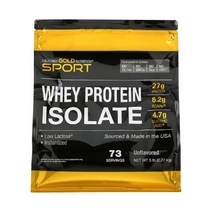 California Gold Nutrition 웨이 프로틴 파우더 분리 유청 단백질 5 파운드 무맛 Whey Protein Isolate Powder Unflavored, 2.27kg, 1개