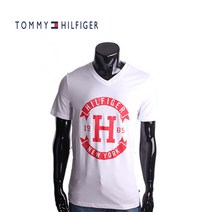 Tommy Hilfiger V넥반팔티 2387 화이트 반팔 티셔츠