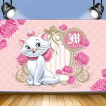 장례 고양이 테마 소녀 생일 장식 세트 행복 배너 케이크 토퍼 라텍스 풍선 귀족 베이비, 150x100cm 1개