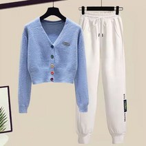 Mayfox 여성복 가을 세트 여성 스웨터 니트 조거 캐주얼 투피스